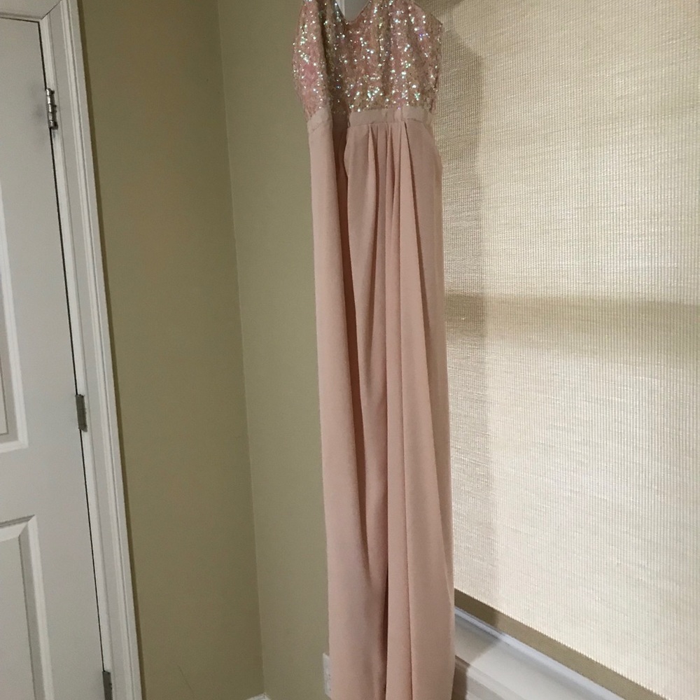 Bagdley mishka gown. Sequin bust and pink chiffon